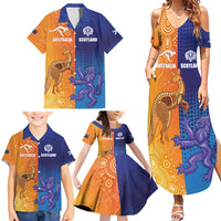 Custom Scotland and Australia Rugby Family Matching Summer Maxi Dress and Hawaiian Shirt Wallabies Thistle Together