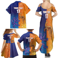 Custom Scotland and Australia Rugby Family Matching Summer Maxi Dress and Hawaiian Shirt Wallabies Thistle Together