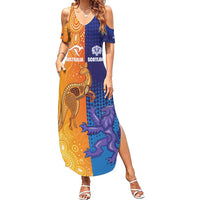 Custom Scotland and Australia Rugby Family Matching Summer Maxi Dress and Hawaiian Shirt Wallabies Thistle Together