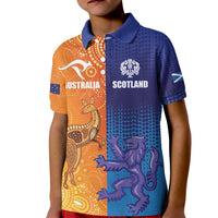 Custom Scotland and Australia Rugby Kid Polo Shirt Wallabies Thistle Together