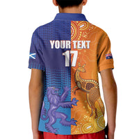 Custom Scotland and Australia Rugby Kid Polo Shirt Wallabies Thistle Together