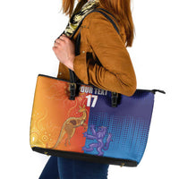 Custom Scotland and Australia Rugby Leather Tote Bag Wallabies Thistle Together
