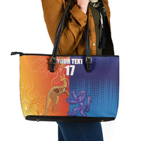 Custom Scotland and Australia Rugby Leather Tote Bag Wallabies Thistle Together