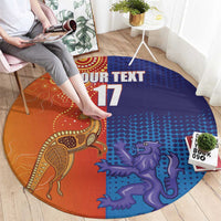 Custom Scotland and Australia Rugby Round Carpet Wallabies Thistle Together