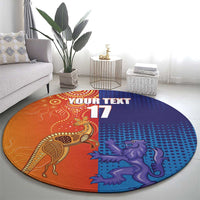Custom Scotland and Australia Rugby Round Carpet Wallabies Thistle Together