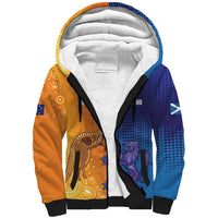 Custom Scotland and Australia Rugby Sherpa Hoodie Wallabies Thistle Together