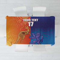 Custom Scotland and Australia Rugby Tablecloth Wallabies Thistle Together