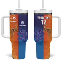 Custom Scotland and Australia Rugby Tumbler With Handle Wallabies Thistle Together