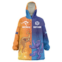 Custom Scotland and Australia Rugby Wearable Blanket Hoodie Wallabies Thistle Together