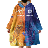 Custom Scotland and Australia Rugby Wearable Blanket Hoodie Wallabies Thistle Together