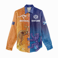 Custom Scotland and Australia Rugby Women Casual Shirt Wallabies Thistle Together