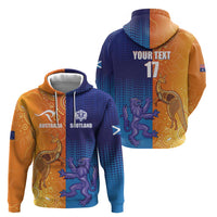 Custom Scotland and Australia Rugby Zip Hoodie Wallabies Thistle Together