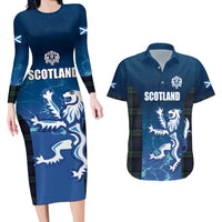 Custom Scotland Rugby Couples Matching Long Sleeve Bodycon Dress and Hawaiian Shirt Go Scottish Thistle