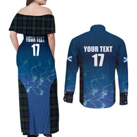 Custom Scotland Rugby Couples Matching Off Shoulder Maxi Dress and Long Sleeve Button Shirt Go Scottish Thistle