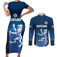 Custom Scotland Rugby Couples Matching Short Sleeve Bodycon Dress and Long Sleeve Button Shirt Go Scottish Thistle