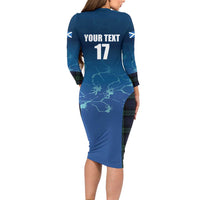 Custom Scotland Rugby Long Sleeve Bodycon Dress Go Scottish Thistle