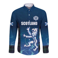 Custom Scotland Rugby Long Sleeve Button Shirt Go Scottish Thistle