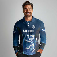 Custom Scotland Rugby Long Sleeve Polo Shirt Go Scottish Thistle