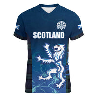 Custom Scotland Rugby Women V-Neck T-Shirt Go Scottish Thistle