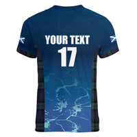 Custom Scotland Rugby Women V-Neck T-Shirt Go Scottish Thistle