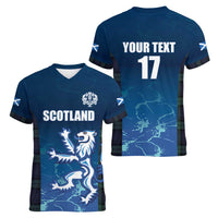 Custom Scotland Rugby Women V-Neck T-Shirt Go Scottish Thistle