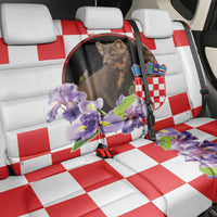 Croatia European Pine Marten and Iris Back Car Seat Cover National Animal and Flowers