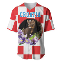 Croatia European Pine Marten and Iris Baseball Jersey National Animal and Flowers