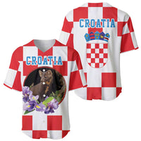 Croatia European Pine Marten and Iris Baseball Jersey National Animal and Flowers