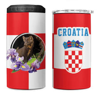 Croatia European Pine Marten and Iris 4 in 1 Can Cooler Tumbler National Animal and Flowers