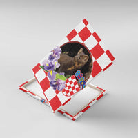 Croatia European Pine Marten and Iris Canvas Wall Art National Animal and Flowers