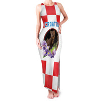 Croatia European Pine Marten and Iris Family Matching Tank Maxi Dress and Hawaiian Shirt National Animal and Flowers LT17 - Wonder Print Shop