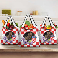 Croatia European Pine Marten and Iris Grocery Bag National Animal and Flowers