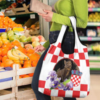 Croatia European Pine Marten and Iris Grocery Bag National Animal and Flowers