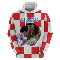 Croatia European Pine Marten and Iris Hoodie National Animal and Flowers LT17 - Wonder Print Shop