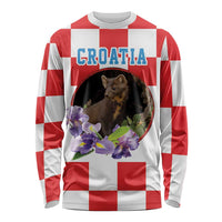 Croatia European Pine Marten and Iris Long Sleeve Shirt National Animal and Flowers LT17 - Wonder Print Shop