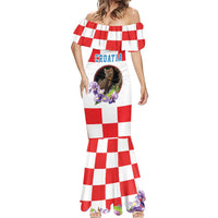 Croatia European Pine Marten and Iris Mermaid Dress National Animal and Flowers LT17 - Wonder Print Shop