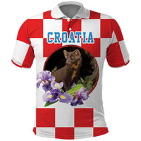 Croatia European Pine Marten and Iris Polo Shirt National Animal and Flowers LT17 - Wonder Print Shop