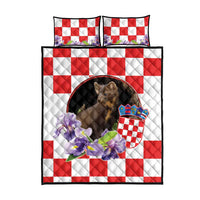 Croatia European Pine Marten and Iris Quilt Bed Set National Animal and Flowers LT17 - Wonder Print Shop