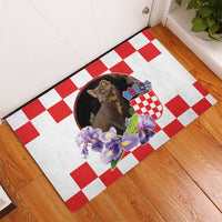 Croatia European Pine Marten and Iris Rubber Doormat National Animal and Flowers LT17 - Wonder Print Shop