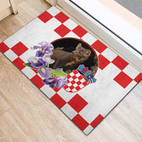 Croatia European Pine Marten and Iris Rubber Doormat National Animal and Flowers LT17 - Wonder Print Shop