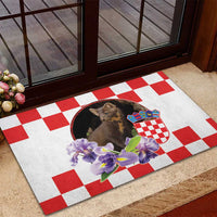 Croatia European Pine Marten and Iris Rubber Doormat National Animal and Flowers LT17 - Wonder Print Shop