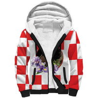 Croatia European Pine Marten and Iris Sherpa Hoodie National Animal and Flowers LT17 - Wonder Print Shop