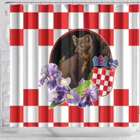 Croatia European Pine Marten and Iris Shower Curtain National Animal and Flowers LT17 - Wonder Print Shop