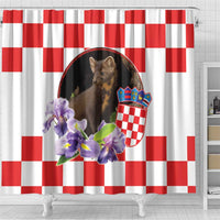 Croatia European Pine Marten and Iris Shower Curtain National Animal and Flowers LT17 - Wonder Print Shop