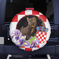 Croatia European Pine Marten and Iris Spare Tire Cover National Animal and Flowers LT17 - Wonder Print Shop