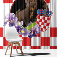 Croatia European Pine Marten and Iris Window Curtain National Animal and Flowers LT17 - Wonder Print Shop
