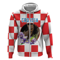 Croatia European Pine Marten and Iris Zip Hoodie National Animal and Flowers LT17 - Wonder Print Shop
