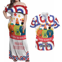 Croatia Epiphany Couples Matching Off Shoulder Maxi Dress and Hawaiian Shirt Bogojavljenje - Sveta Tri Kralja