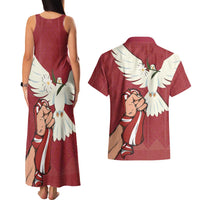 Latvia Restoration of Independence Day Couples Matching Tank Maxi Dress and Hawaiian Shirt Latvija 4th May with Dove