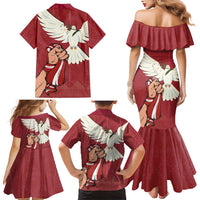 Latvia Restoration of Independence Day Family Matching Mermaid Dress and Hawaiian Shirt Latvija 4th May with Dove